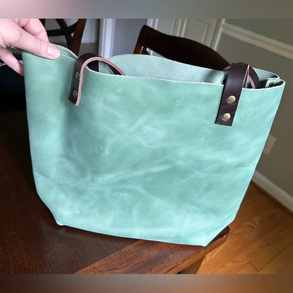 Portland Leather Medium Cucumber Tote - Picture 2 of 5